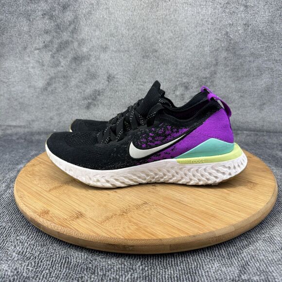 Nike Epic React Flyknit 2 Shoes Youth Size 5Y Black Purple Running Sneakers - Picture 3 of 9